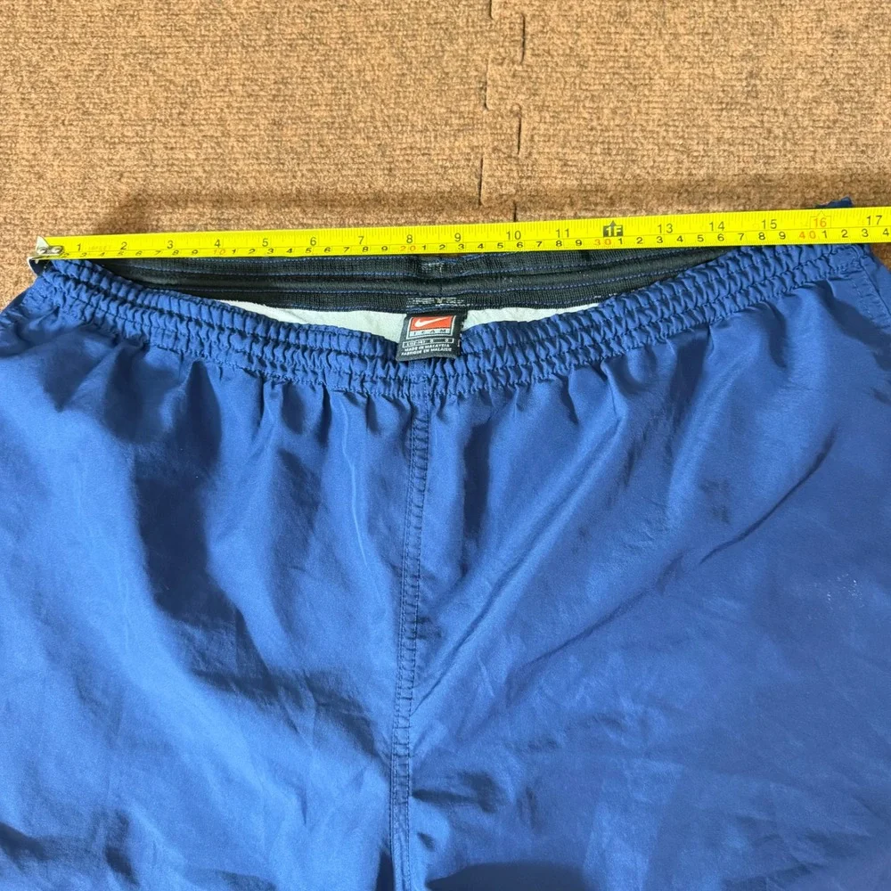 Nike Team Vintage Women Blue Running‎ Shorts White Trim L 12-14 F9HON